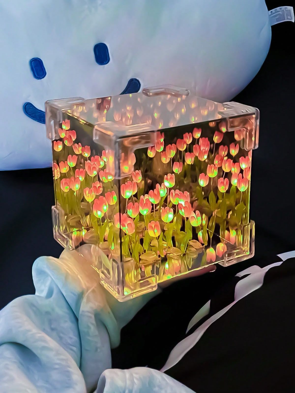 LED Tulip Flower Cube Lamp – 3D Floral Night Light for Home Décor & Gifts